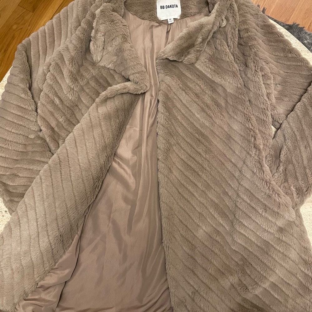 BB Dakota Taupe Faux Fur Jacket